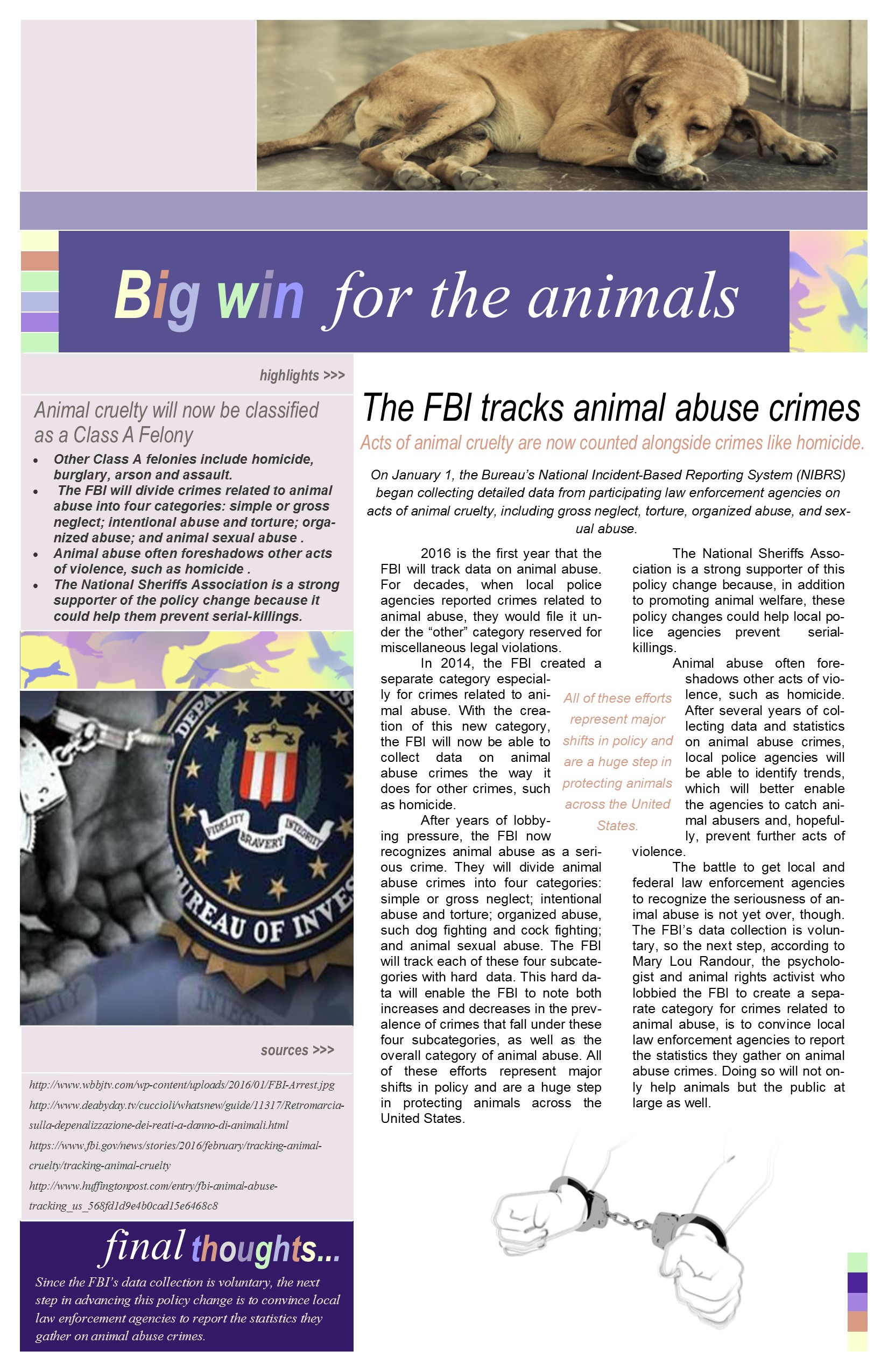 FBI Tracks Animal Abuse Crimes 관련 자료