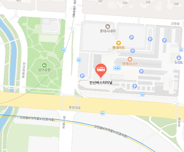 안산버스터미널 위치-지도