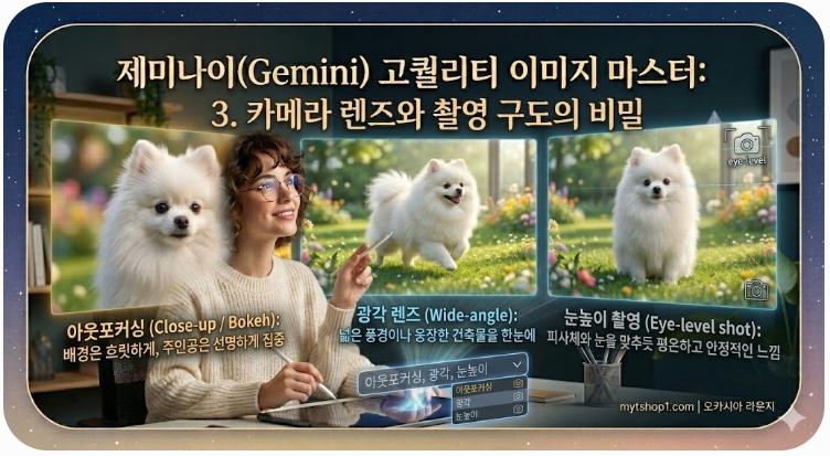 '카메라 렌즈'와 '촬영 구도'를 지정