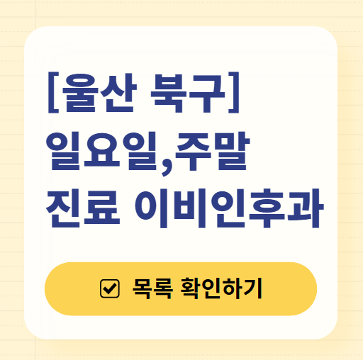 울산 북구 일요일 문 여는 이비인후과 목록 ❘ 토요일 공휴일 주말 야간 병원 찾기