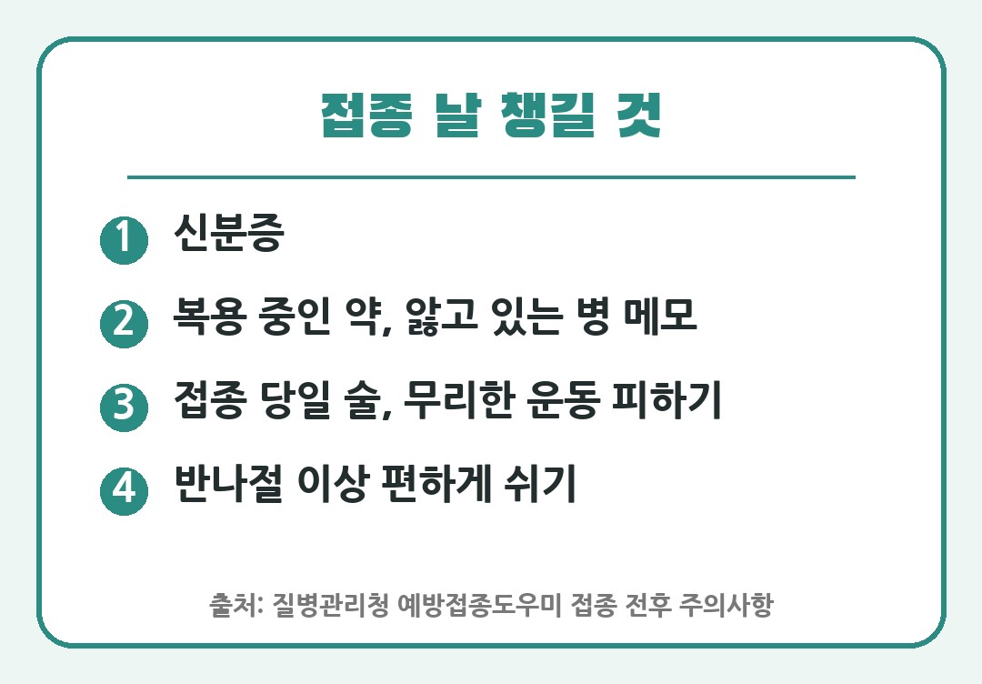 폐렴구균 예방접종 날 챙길 것 카드