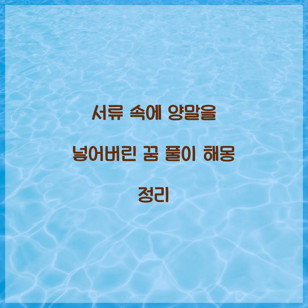 서류 속에 양말을 넣어버린 꿈 풀이 해몽 해석