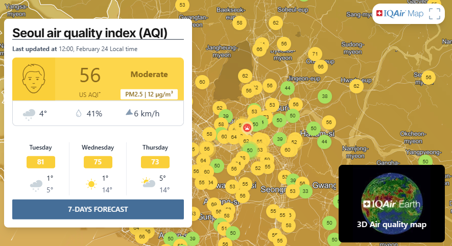 Yellow Dust Korea, IQAir