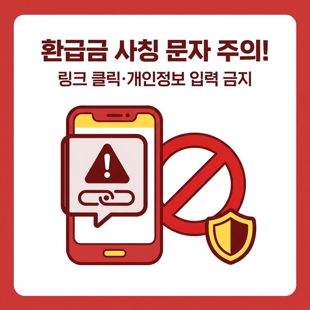 건강보험 환급금 사칭 스미싱 문자 주의 링크 클릭 금지 경고 배너