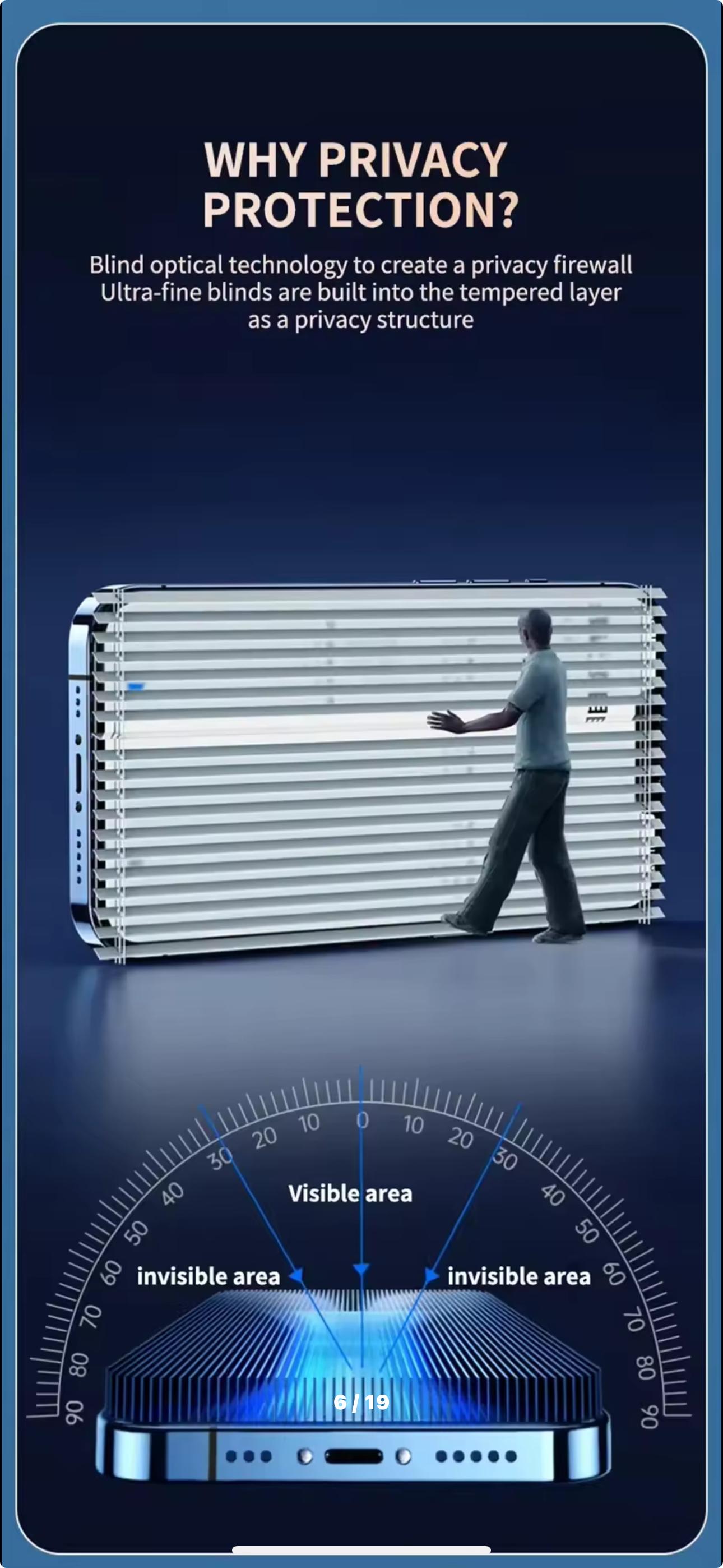 알리 아이폰 사생활 보호 필름 시야각 설명 사진