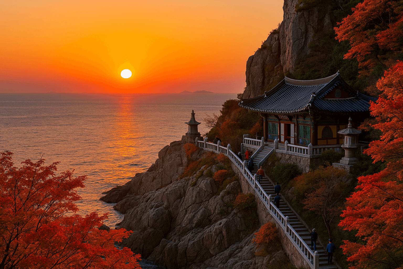 9월 전남 여수 향일암에서 맞이하는 가을 일출 여행의 감동