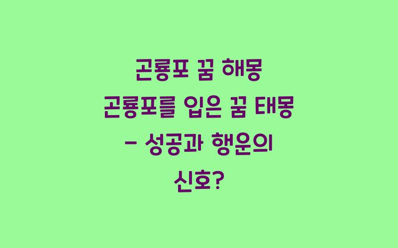 곤룡포 꿈 해몽 곤룡포를 입은 꿈 태몽