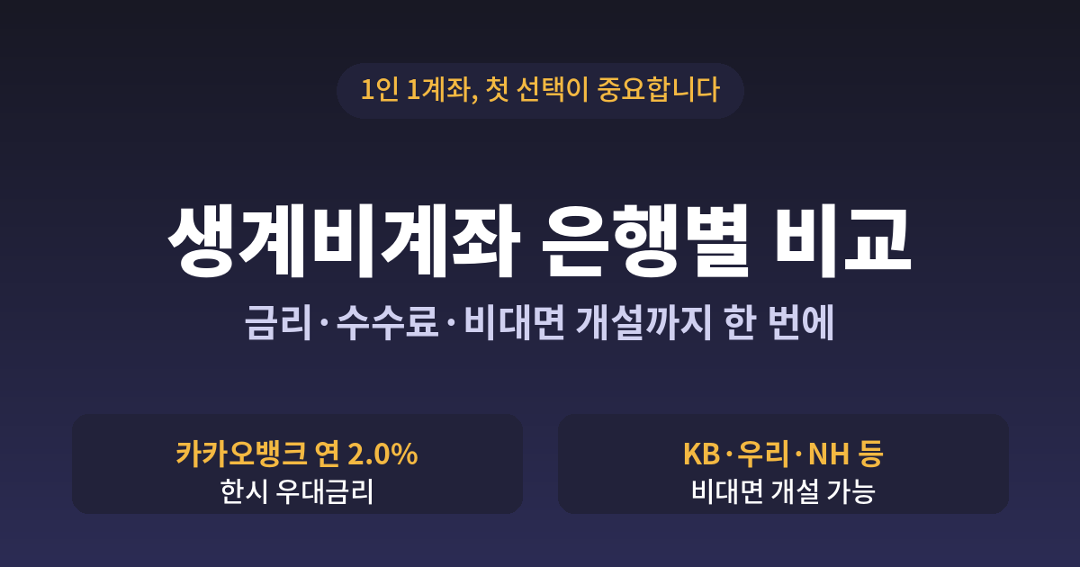생계비계좌 은행별 비교