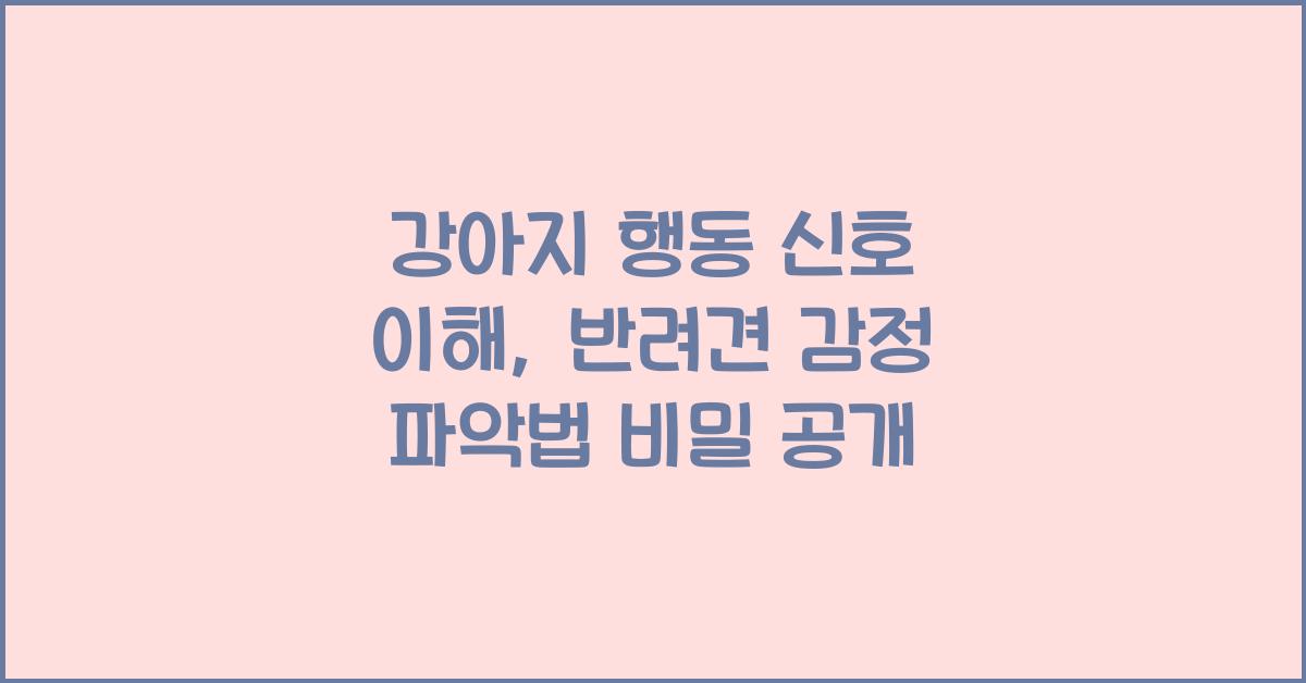 강아지 행동 신호 이해, 반려견 감정 파악법