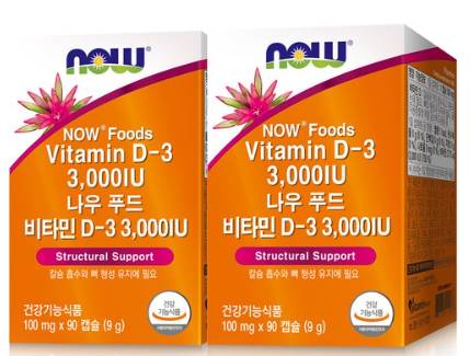 나우푸드 비타민 D-3 3000 IU&#44; 9g&#44; 2개