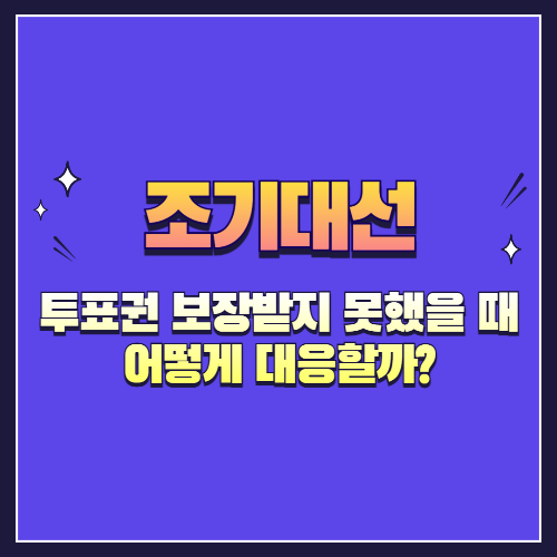 조기대선 투표권 보장받지 못했을 때, 어떻게 대응할까?
