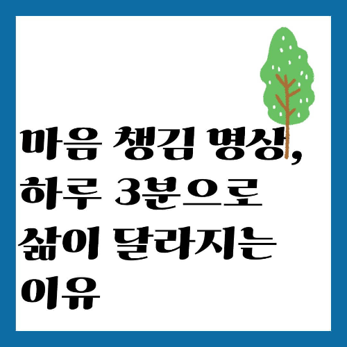 마음 챙김 명상, 하루 3분으로 삶이 달라지는 이유