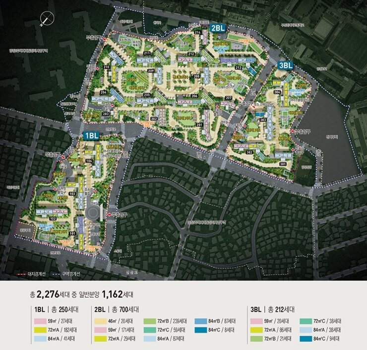 양정자이더샵 SK뷰 단지 배치도