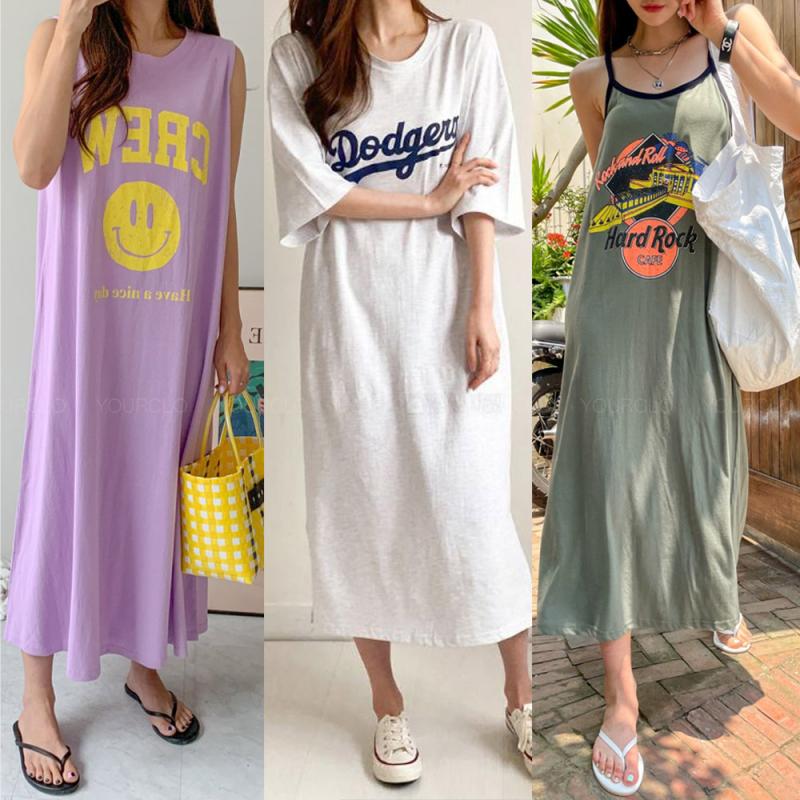 롱 빅사이즈 면원피스 여름 시원한 끈 나시 반팔 맥시 편한 루즈핏 77 캐주얼 홈 원피스