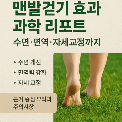 맨발걷기 과학적 효능 총정리 : 불면증 개선부터 면역력·자세 교정까지