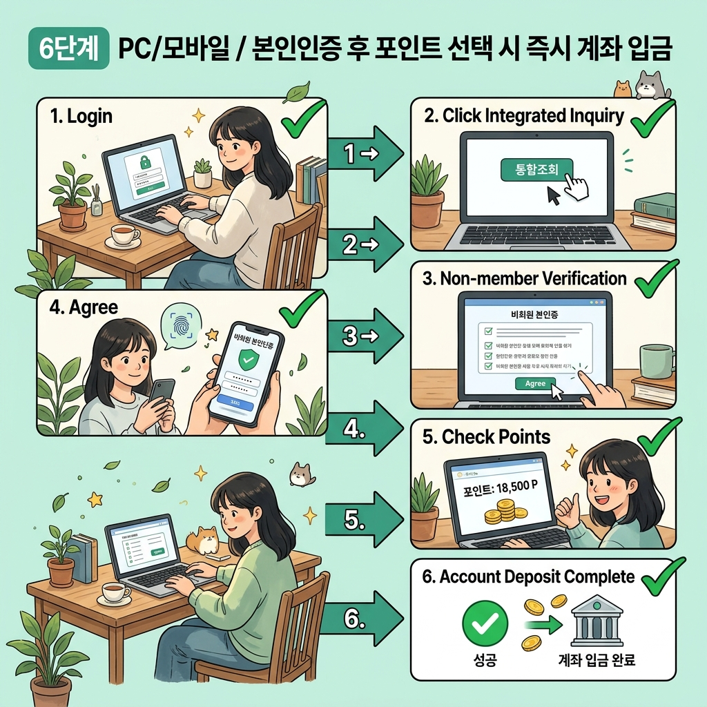 카드포인트 현금전환 PC 모바일 6단계 신청 방법