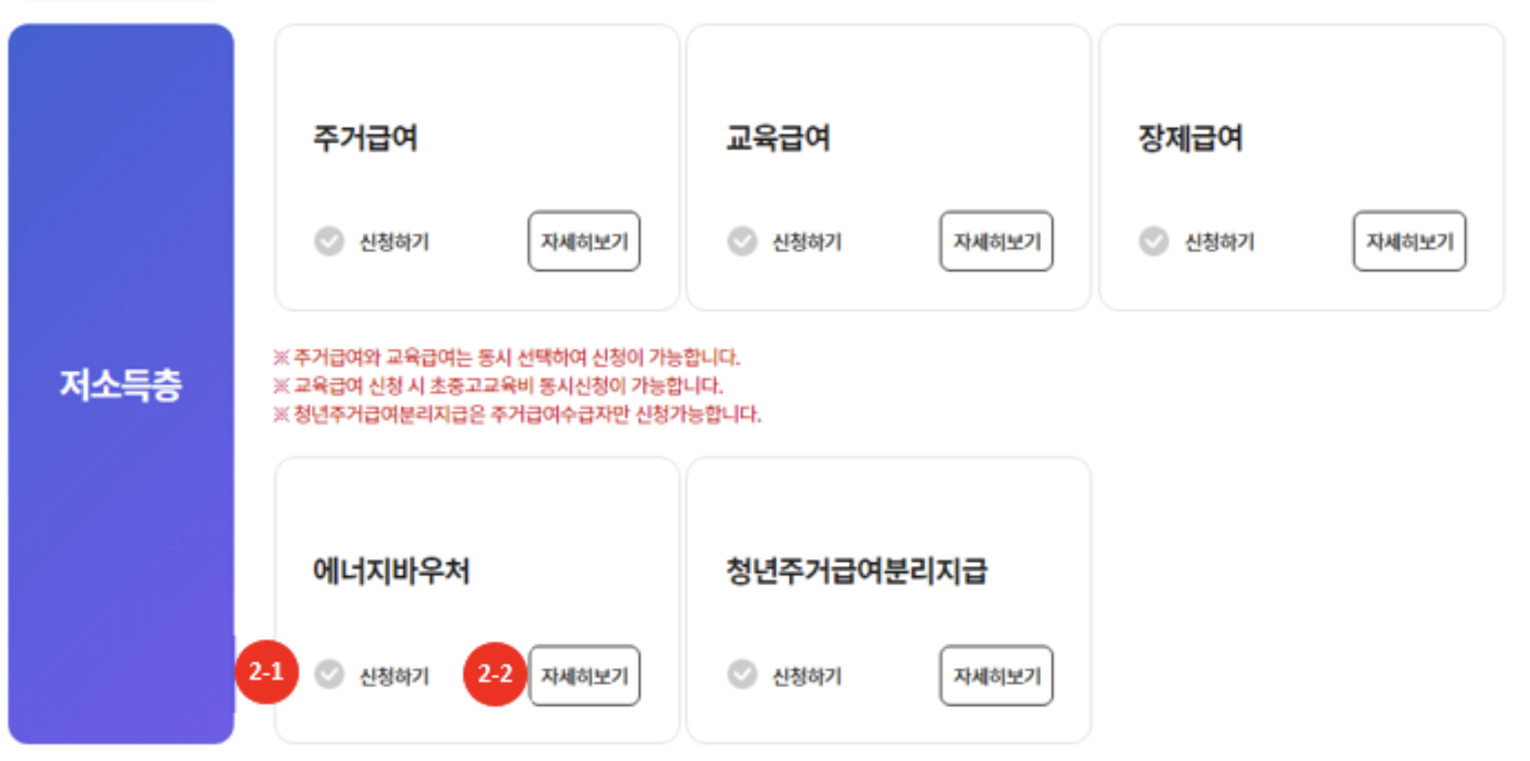 복지로 에너지바우처 신청하기 선택