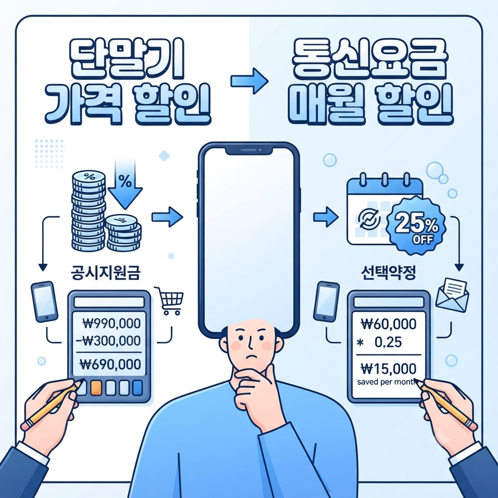 2026년 휴대폰 공시지원금과 선택약정 차이 비교