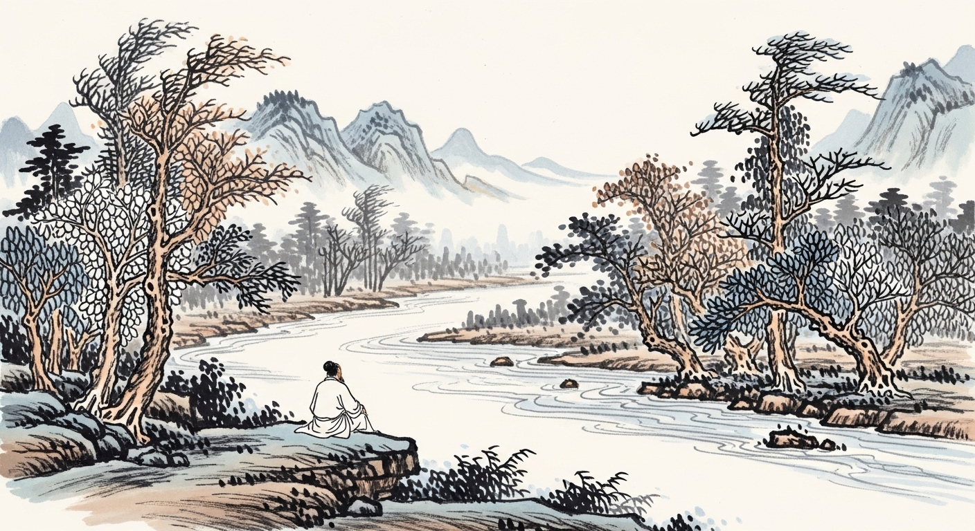 장자의 무위자연 철학을 담은 그림: 자연과 하나 된 듯 평화로운 인물