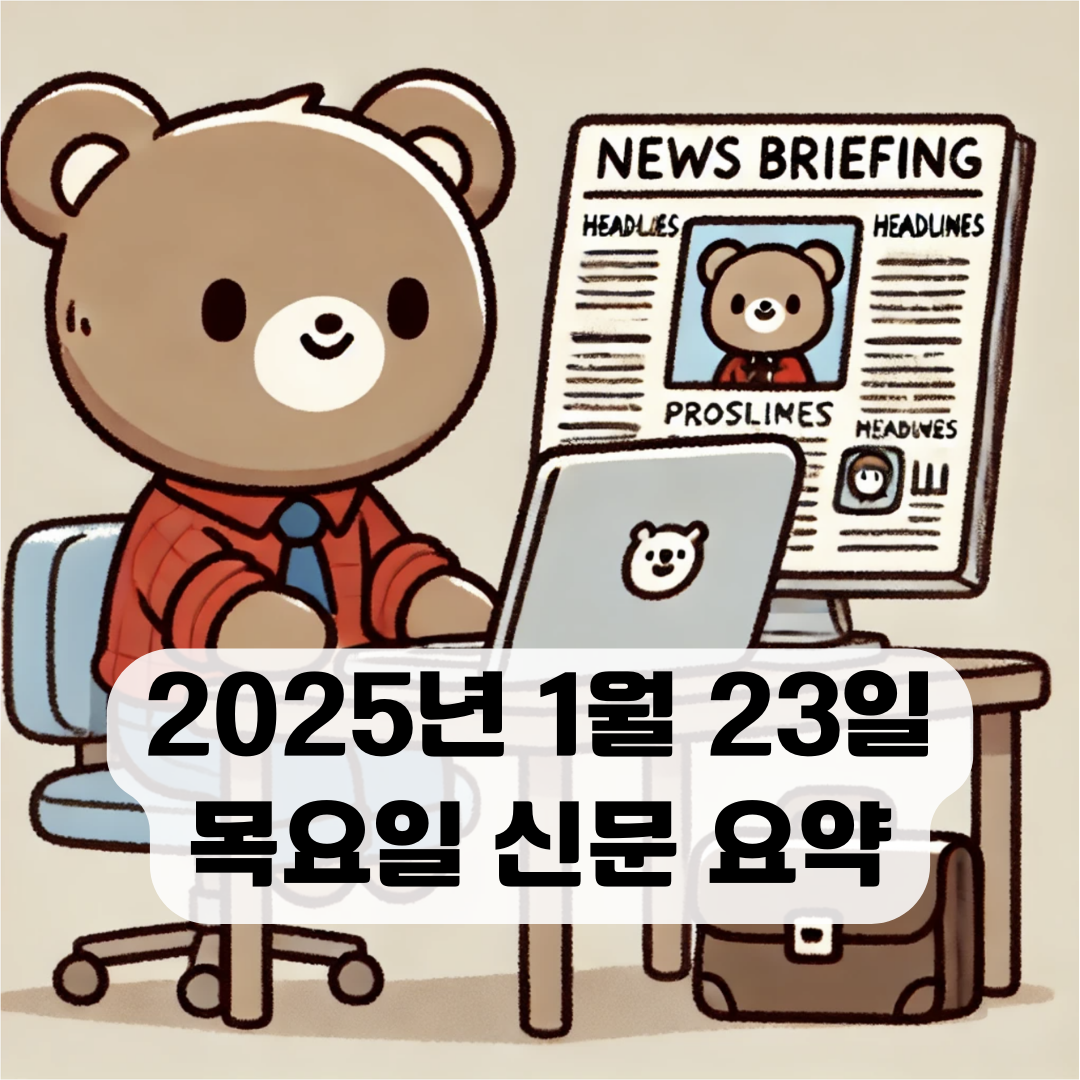 2025년 1월 23일 목요일 오늘의 주요 뉴스 및 이슈사항 정리