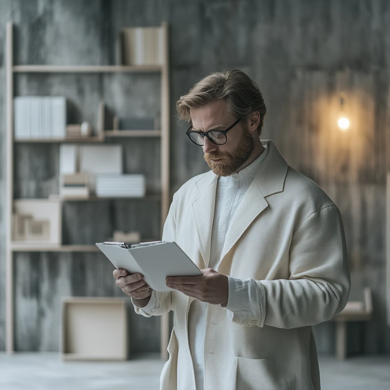 전문 투자자가 현대적 오피스에서 연금 계좌 ETF 포트폴리오 검토, 긴장된 분위기 속 섬세한 조명이 집중된 모습 강조