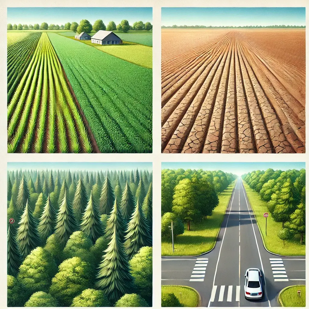 농지, 나대지, 임야, 도로