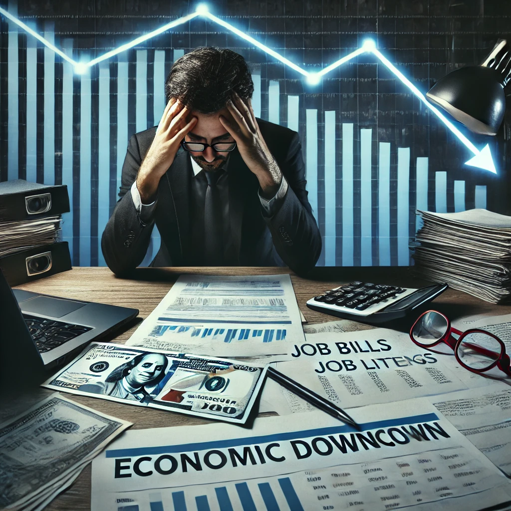 경제불황으로 힘들어하는 사진