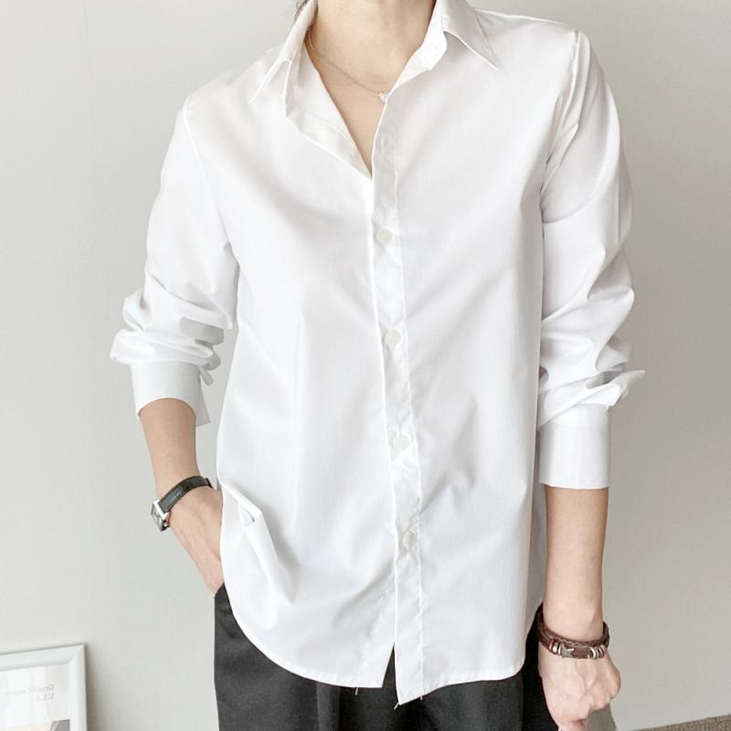 링클프리셔츠 하늘색셔츠 소라색셔츠 여성흰남방