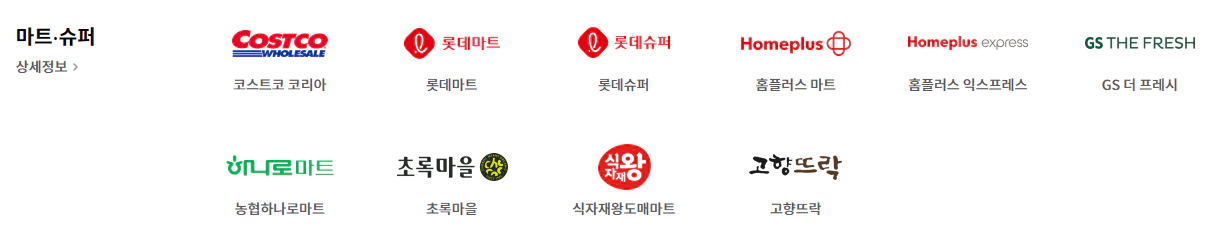 애플페이가 사용가능한 마트 로고