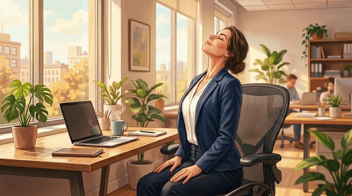 굳은 허리를 풀어주는 의자 요가 핵심 동작