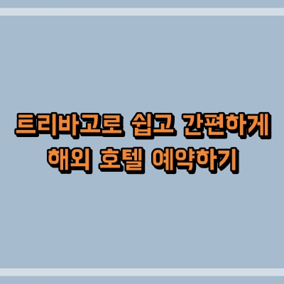 트리바고로 쉽고 간편하게 해외 호텔 예약하기