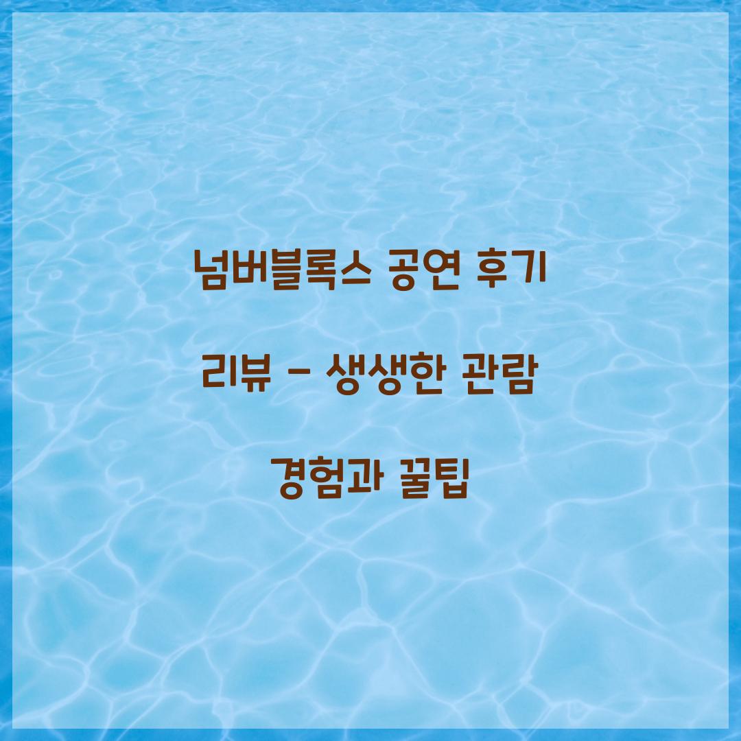 넘버블록스 공연 후기 리뷰