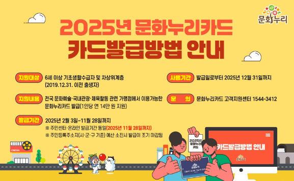 2025 문화누리카드 발급 및 지원 안내! 대상&amp;#44; 금액&amp;#44; 신청 방법 완벽 정리
