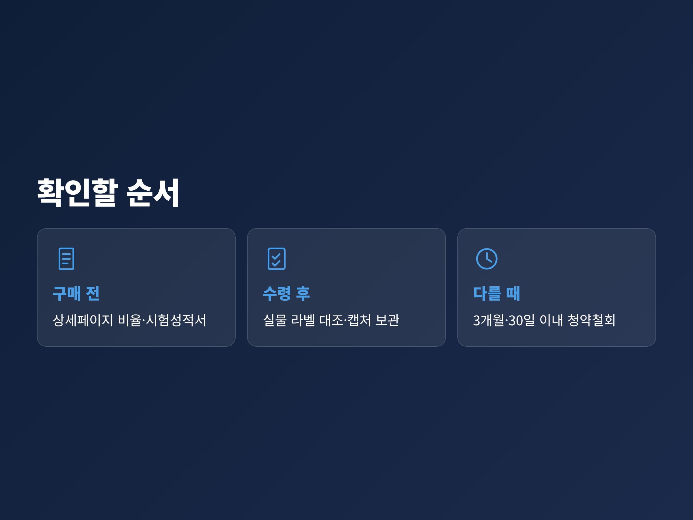 구스다운 패딩을 사기 전부터 받은 뒤까지 확인할 순서를 정리한 흐름도