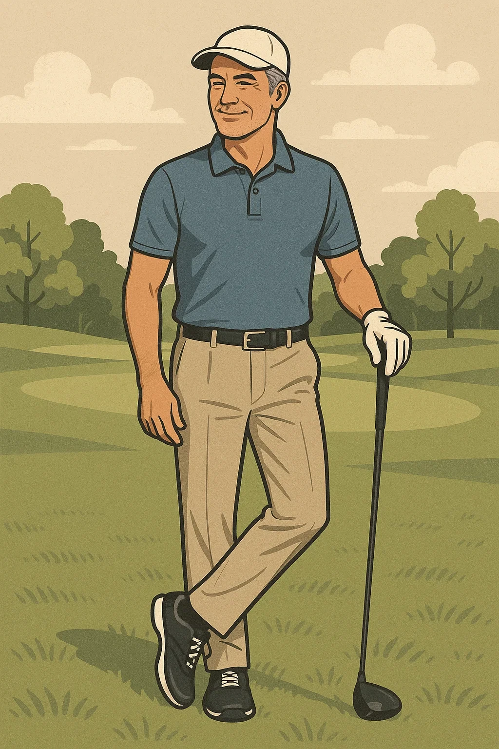 골프를 즐기는 건강한 50대 남성