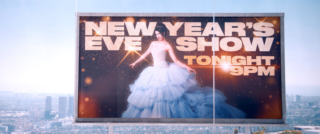 새해 전야제 쇼의 주인공 수를 내세운 광고판