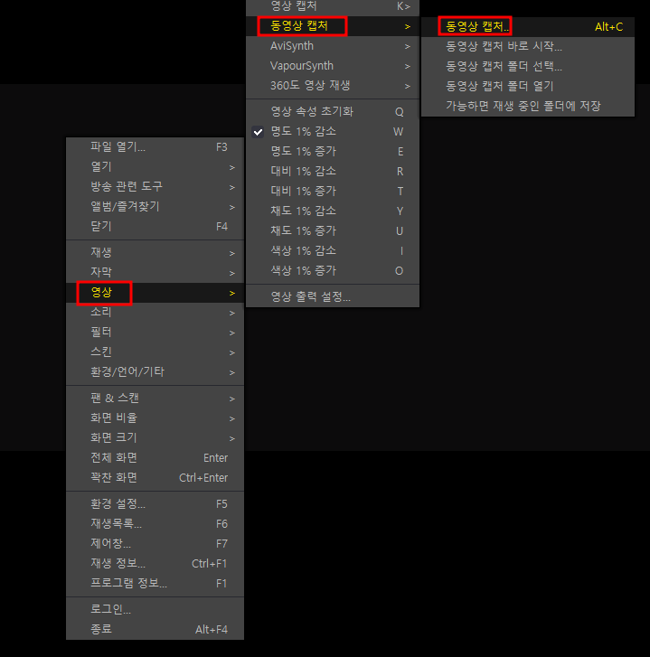 팟플레이어 영상 설정