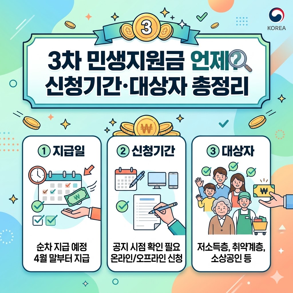 3차 민생지원금 지급일 언제? 신청기간·대상자 총정리