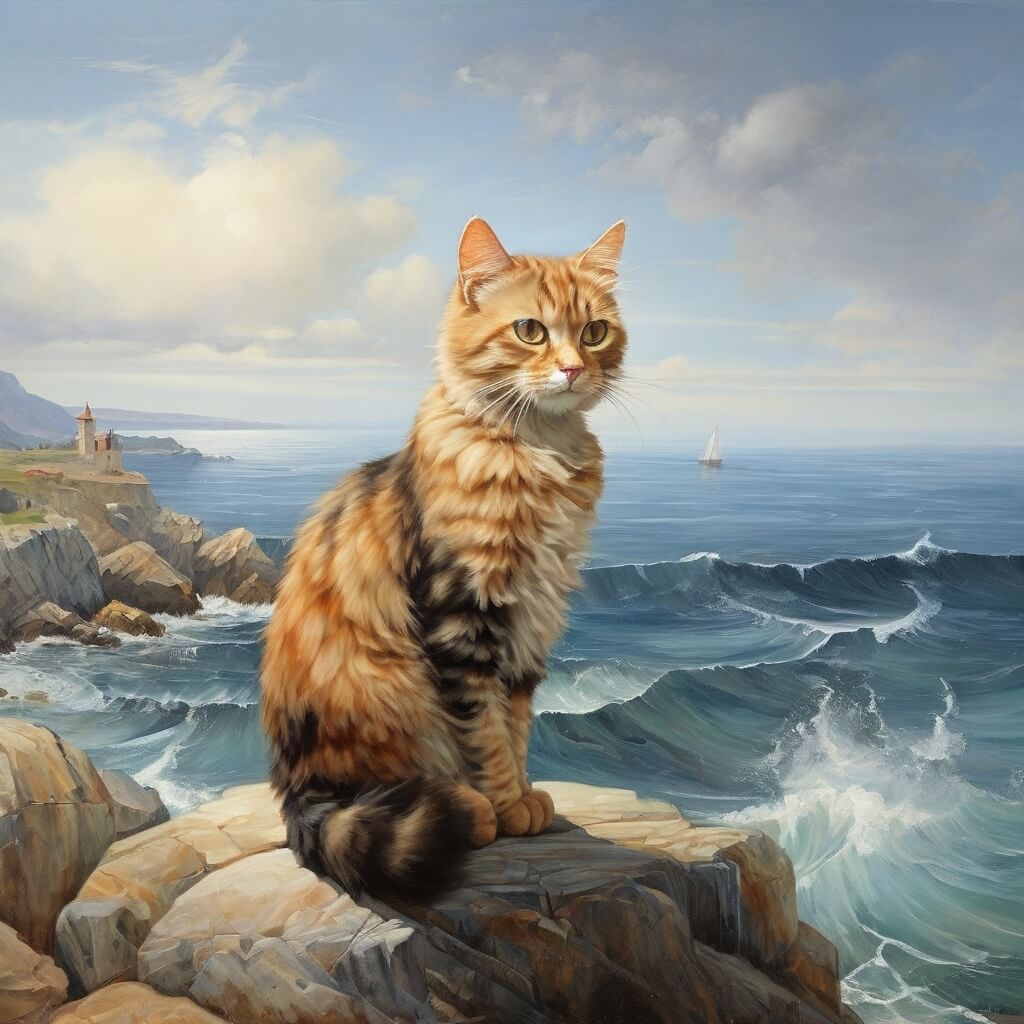 바다 근처의 고양이