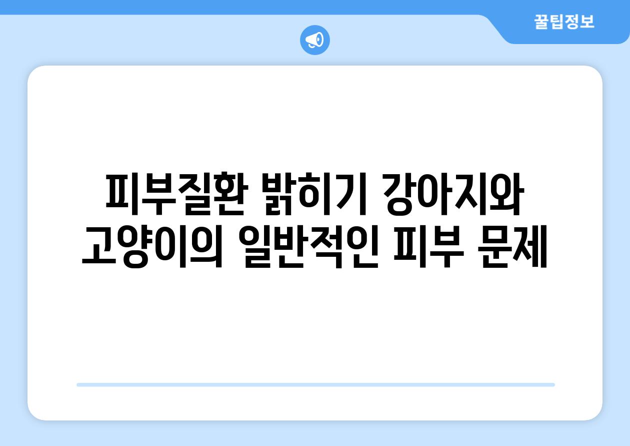 피부질환 밝히기 강아지와 고양이의 일반적인 피부 문제