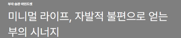 미니멀 라이프, 자발적 불편으로 얻는 부의 시너지