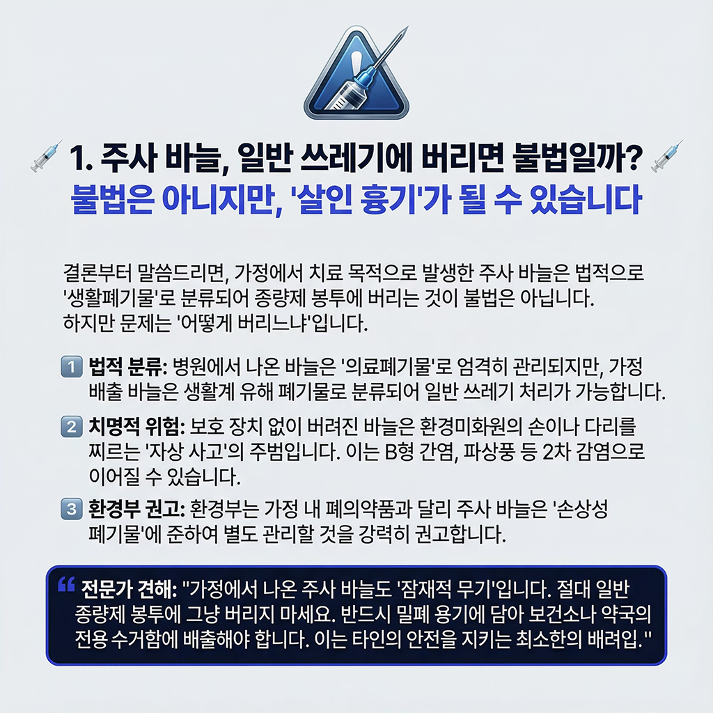 주사 바늘, 일반 쓰레기에 버리면 불법일까?