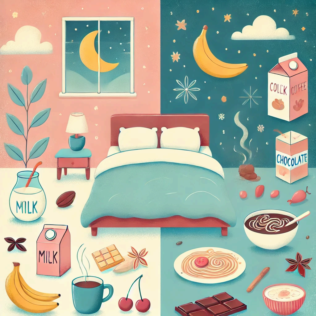 🌙 잠 못 이루는 밤, 수면을 방해하는 음식 vs 돕는 음식