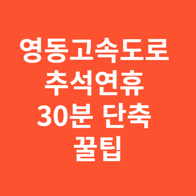 영동고속도로 추석연휴 도착 30분 단축 꿀팁