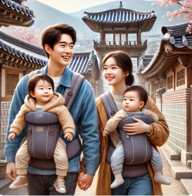 4명의 가족이 외출하고 있는 모습 관련 사진