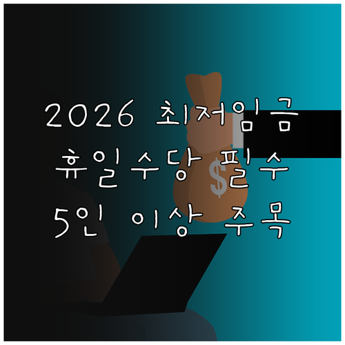 2026년 법정 최저임금 정보와 휴일..