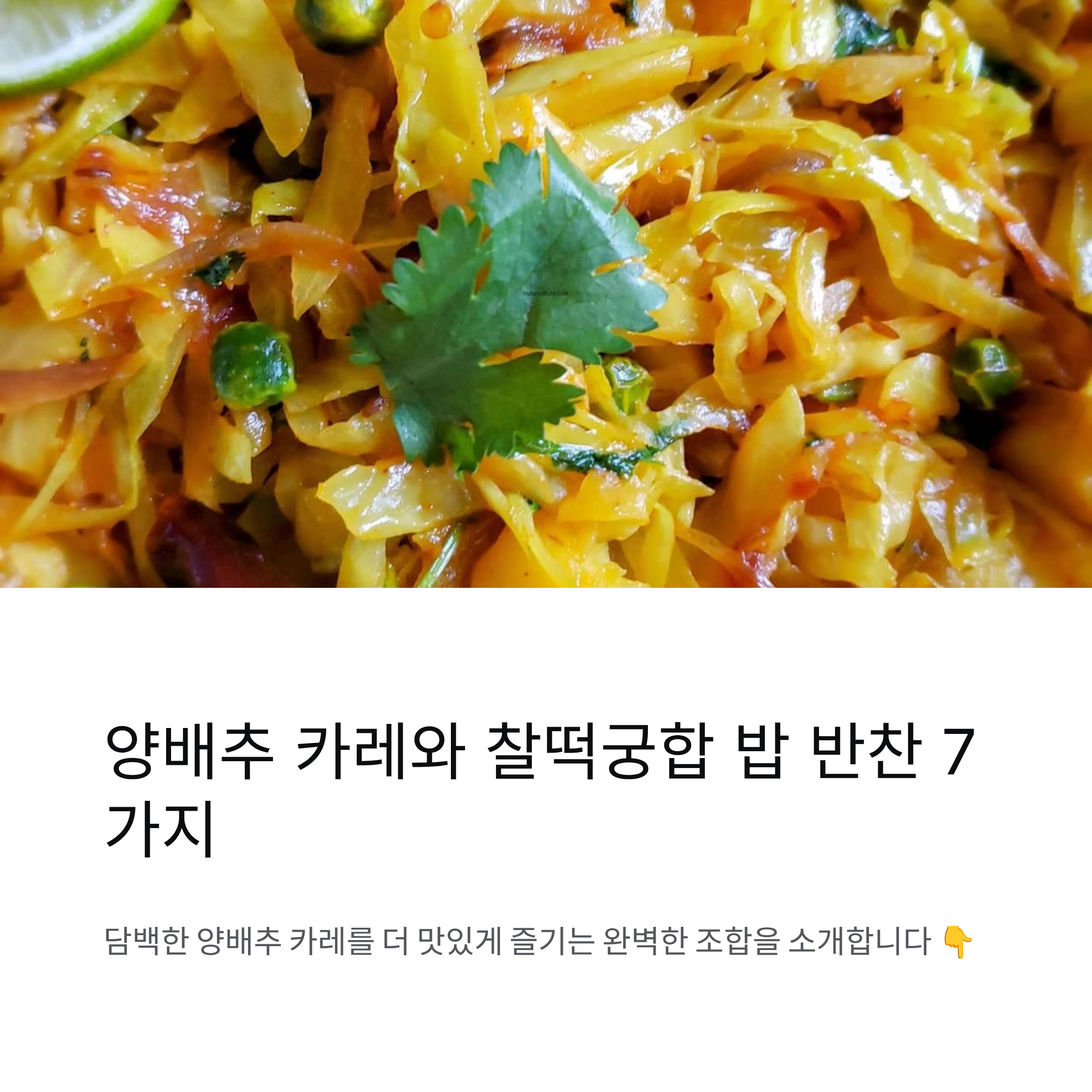 양배추 카레와 찰떡궁합 밥 반찬 추천