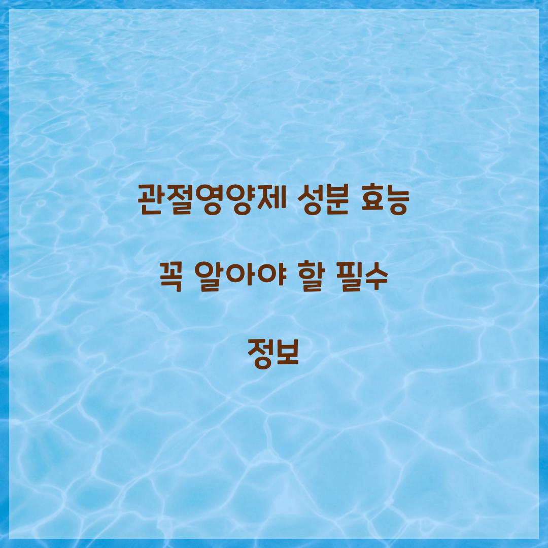 관절영양제 성분 효능