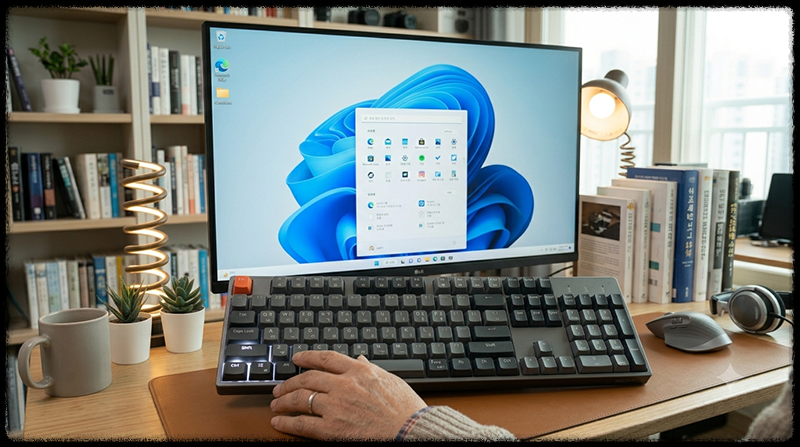 키보드의 Shift와 Ctrl 키가 계속 눌리는 오류를 확인하는 모습