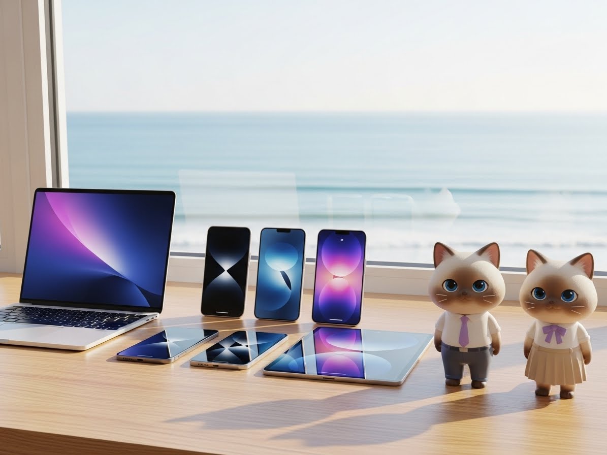 바다가-보이는-테이블-위-노트북-핸드폰들-조아통신-이미지-피규어